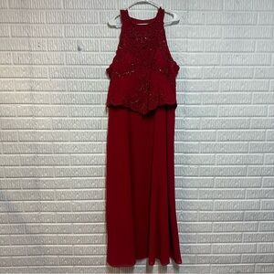 Stunning Marsoni Beaded Halter Gown or Mother of Bride dress – Red – size 20